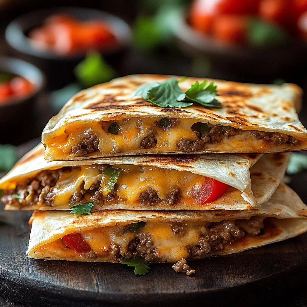 Delicious Smashburger Quesadillas with melted cheese and fresh toppings