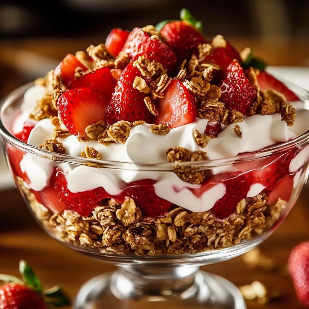 Delicious Strawberry Crackle Salad with vibrant strawberries and crunchy toppings