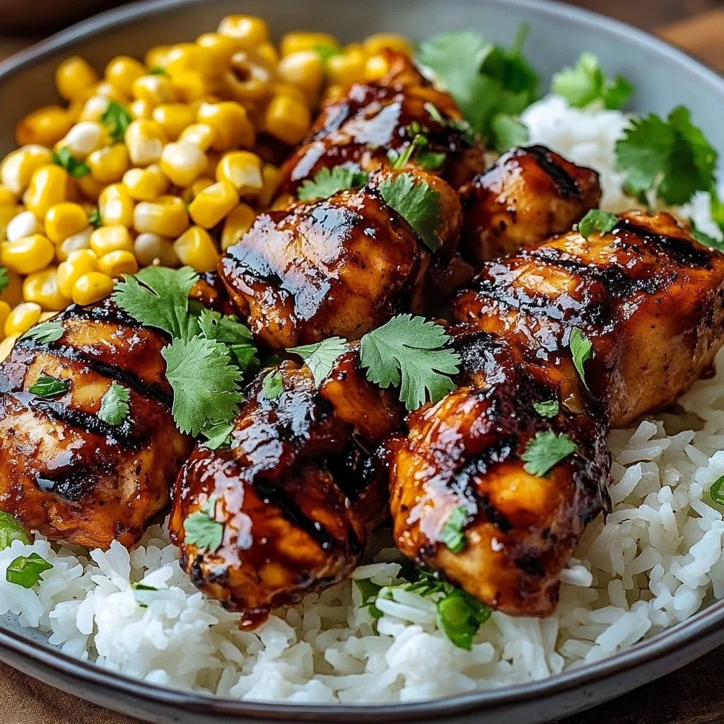 Delicious Street Corn Chicken Rice Bowl with grilled chicken and fresh ingredients