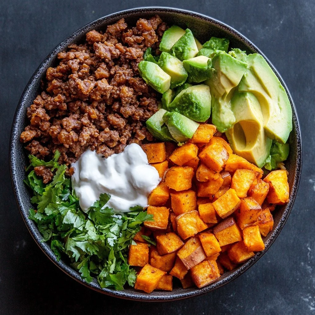 Delicious Sweet Potato Taco Bowl with vibrant toppings and fresh ingredients