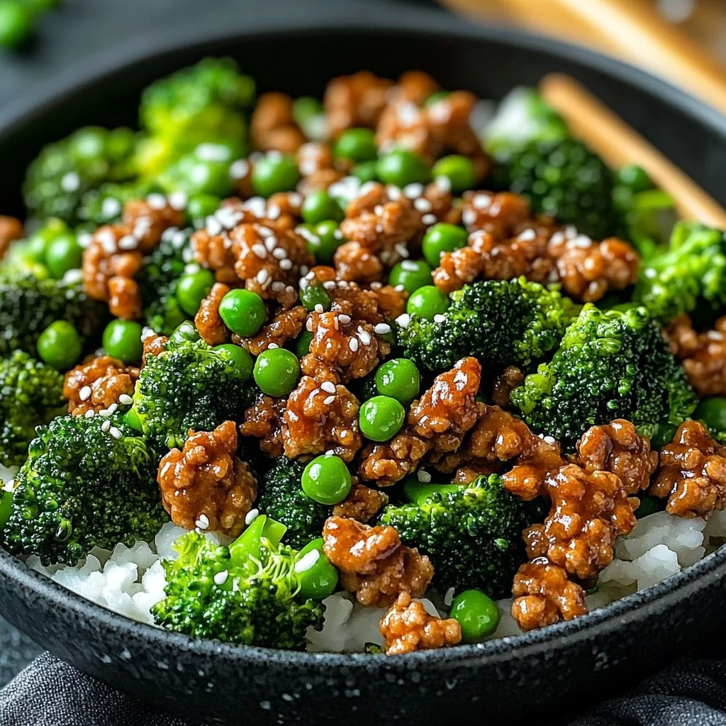 Teriyaki Ground Turkey with Broccoli and Peas 1 Teriyaki Ground Turkey with Broccoli and Peas
