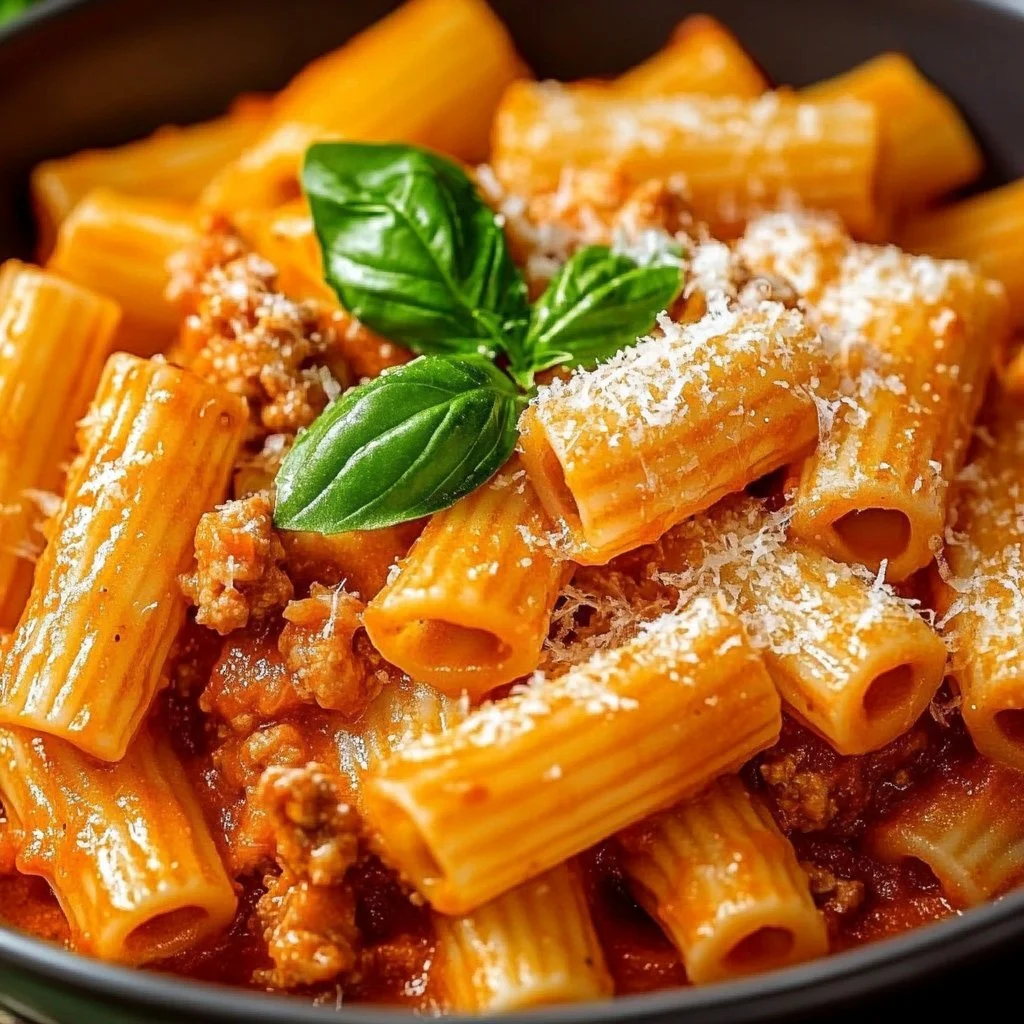 Delicious Tomato Ricotta Pasta served in a bowl with fresh herbs.