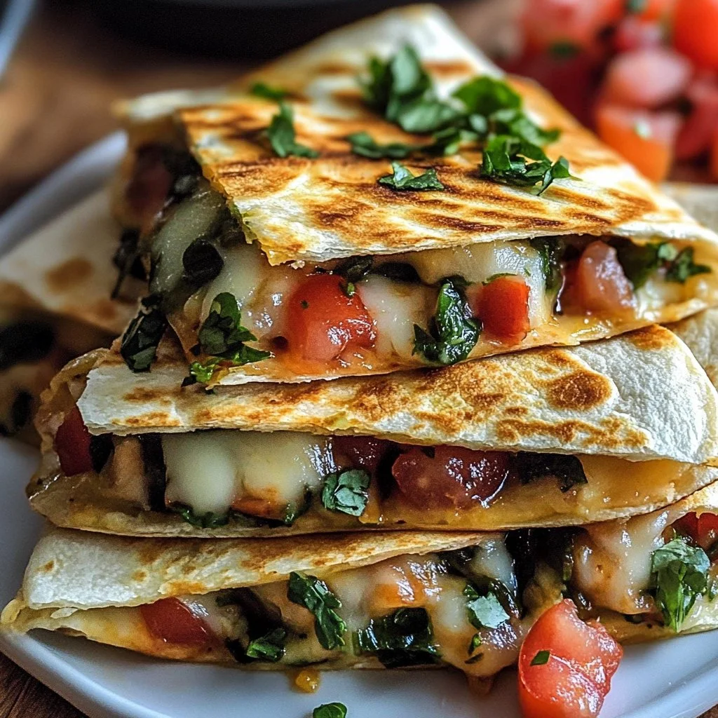 Vibrant Mediterranean Quesadillas filled with fresh vegetables and herbs.
