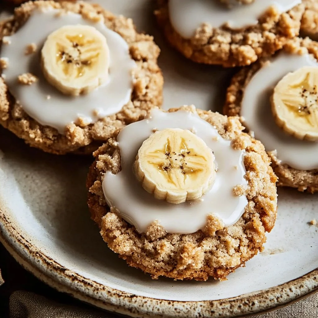 Banana Bread Cookies with Cream Glaze 1 Crumbl Banana Bread Cookies with Cream Cheese Glaze