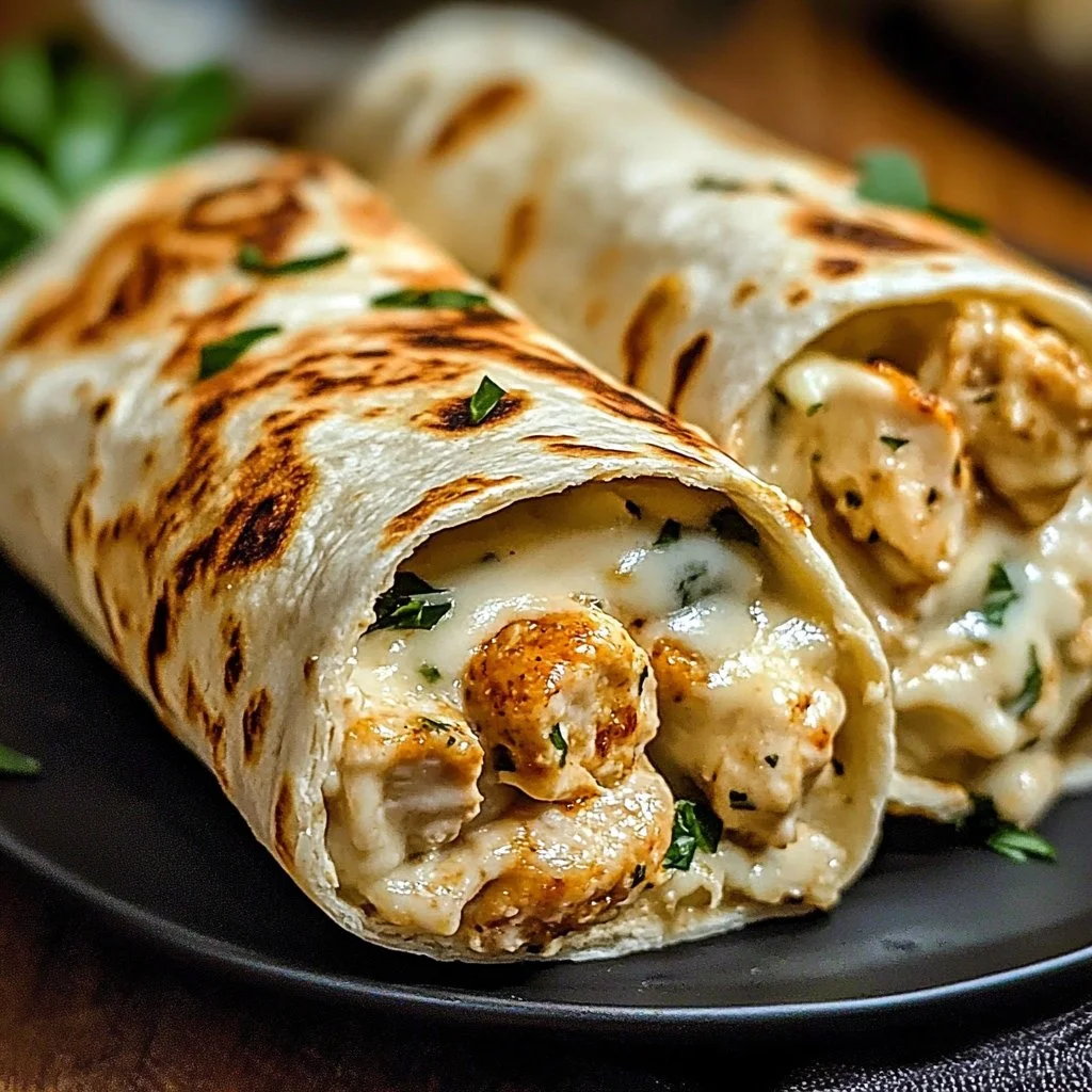 Cheesy Garlic Chicken Wraps