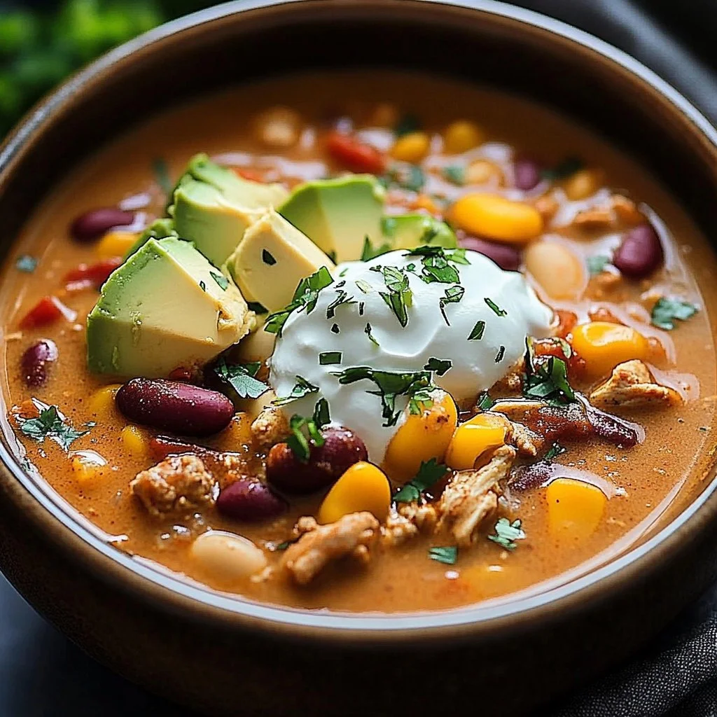 Bowl of cozy hearty chili topped with cheese and herbs, perfect for cold weather.