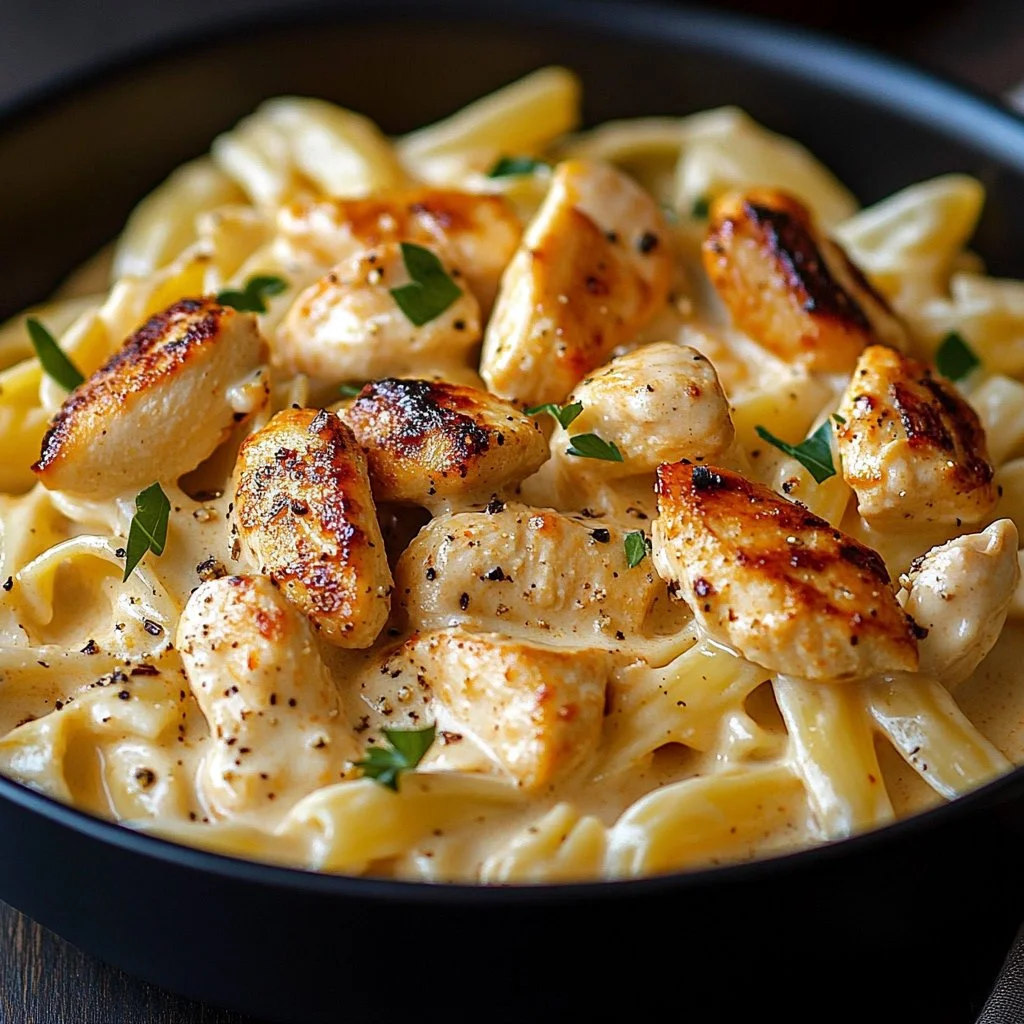 Delicious creamy Cajun chicken pasta served with herbs and spices