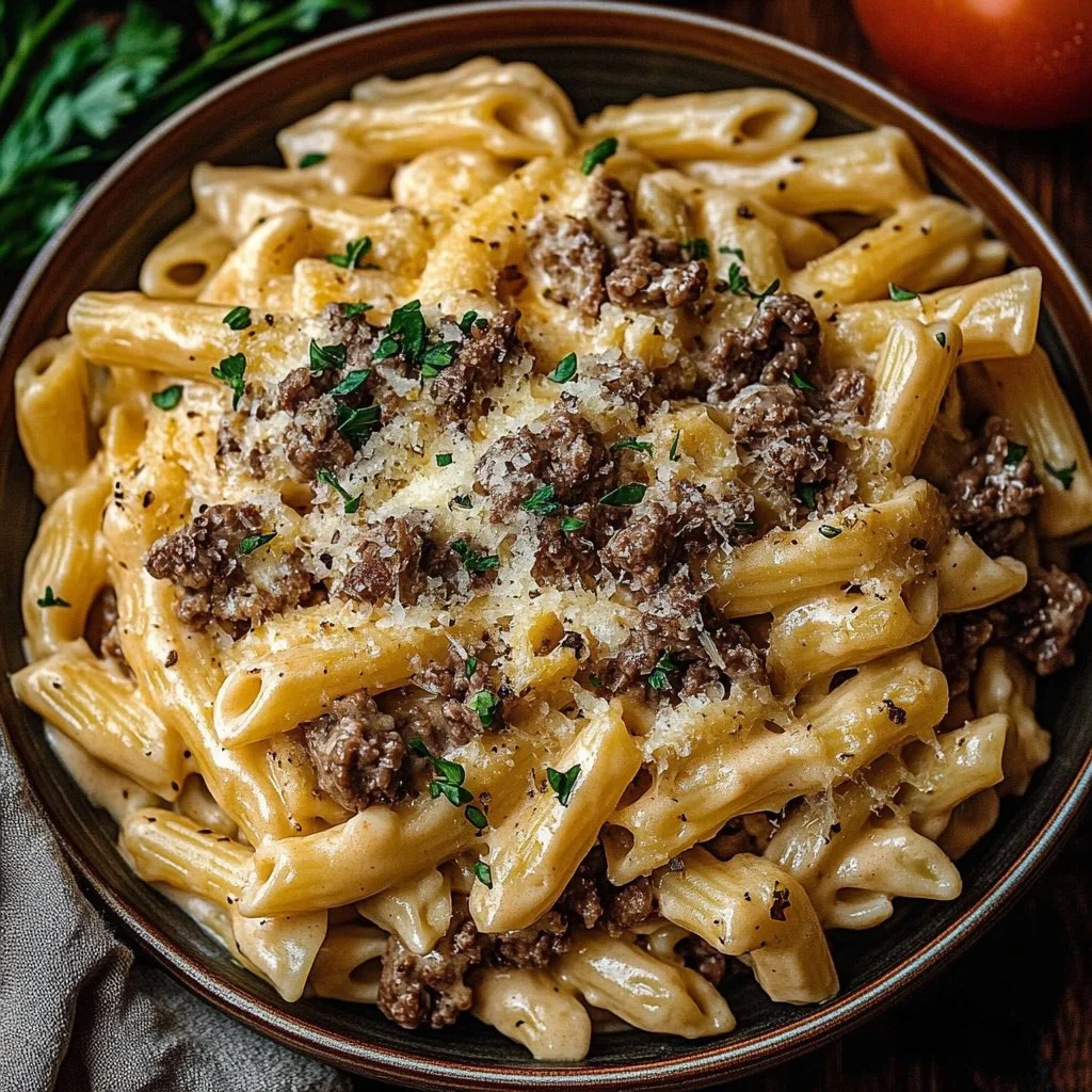 Creamy High Protein Beef Pasta