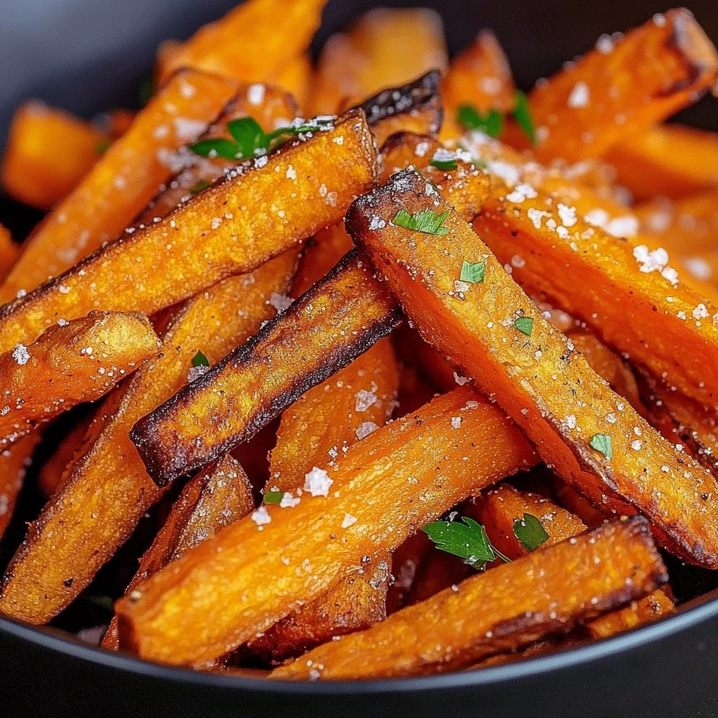 Crispy oven baked sweet potato fries served in a bowl