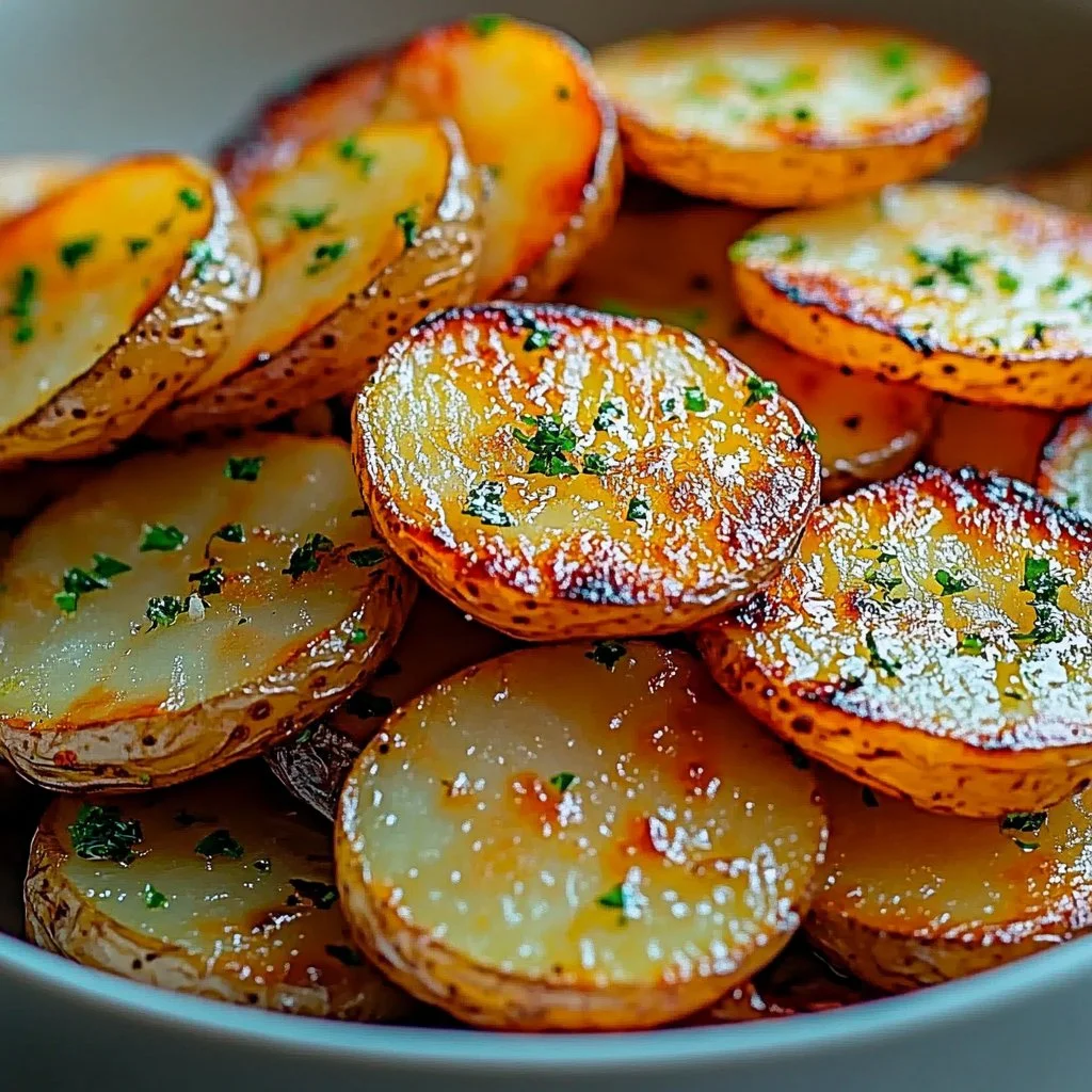 Delicious crispy sliced potatoes served as a side dish