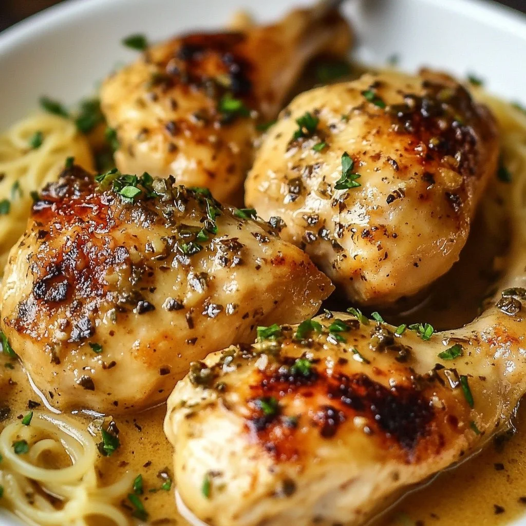 Crock Pot Angel Chicken served with fresh herbs and vegetables