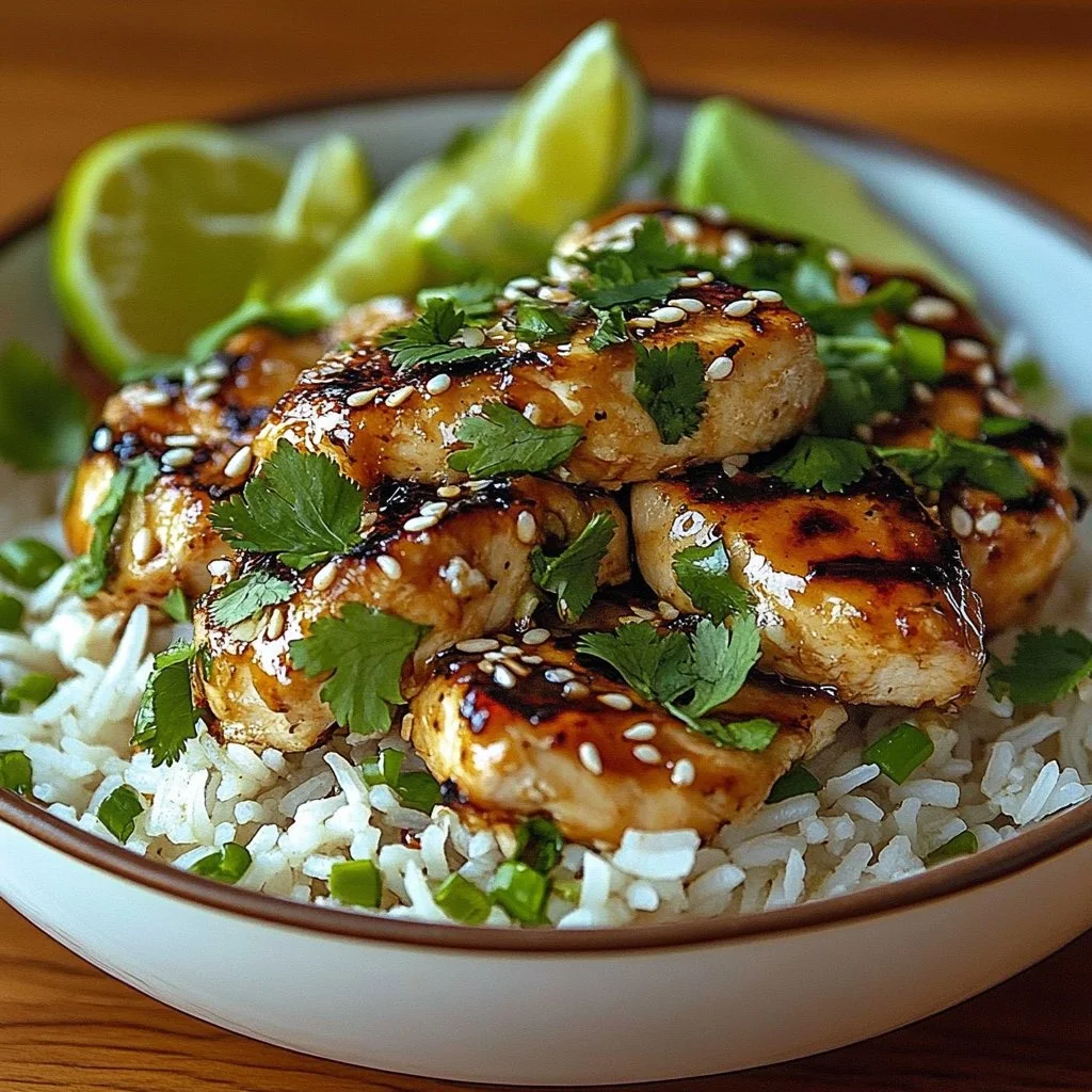 Delicious Honey Lime Chicken served with fluffy Jasmine Rice