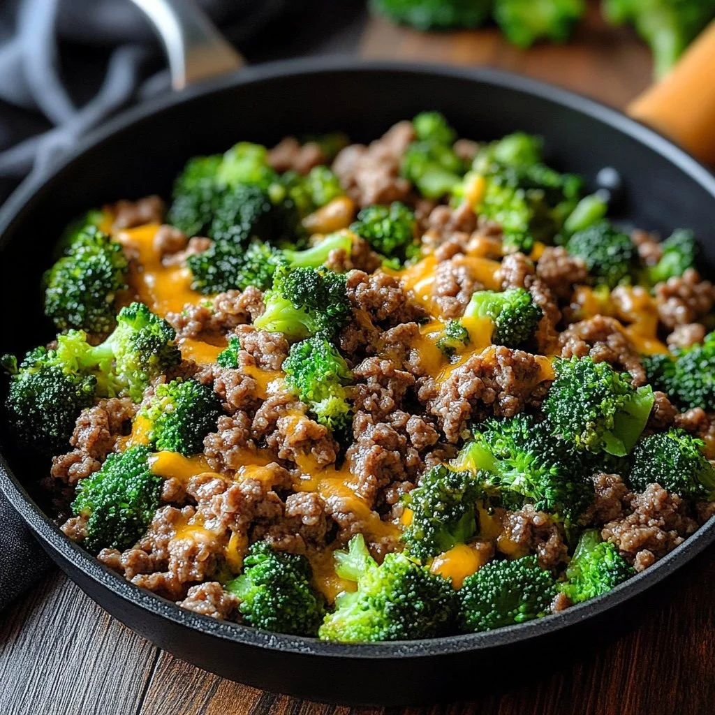 Keto Hamburger Broccoli Skillet