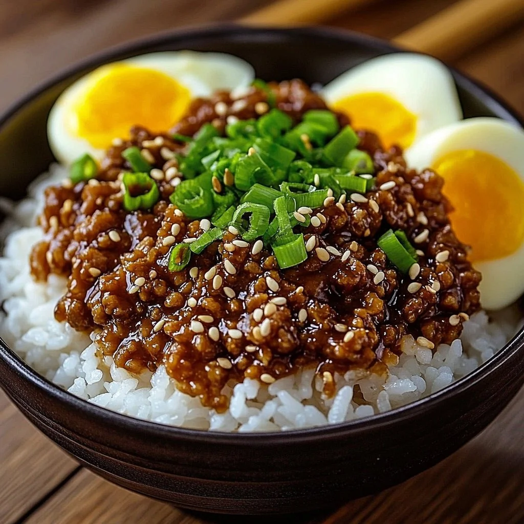 Delicious Korean Ground Beef Bowl served with rice and vegetables
