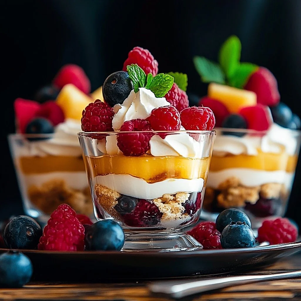 Mini Trifles with Fresh Fruits and Cream