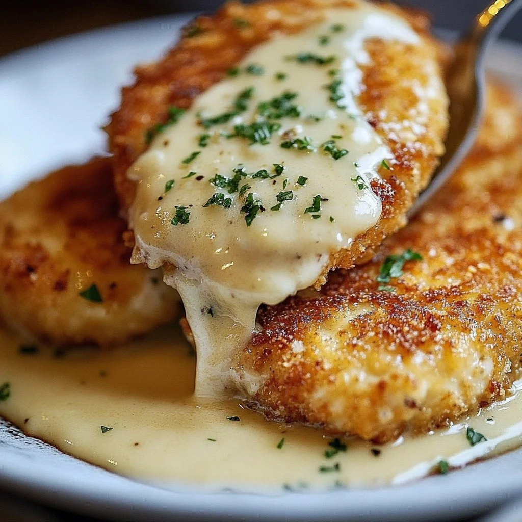 Delicious Parmesan Crusted Chicken garnished with herbs and spices.
