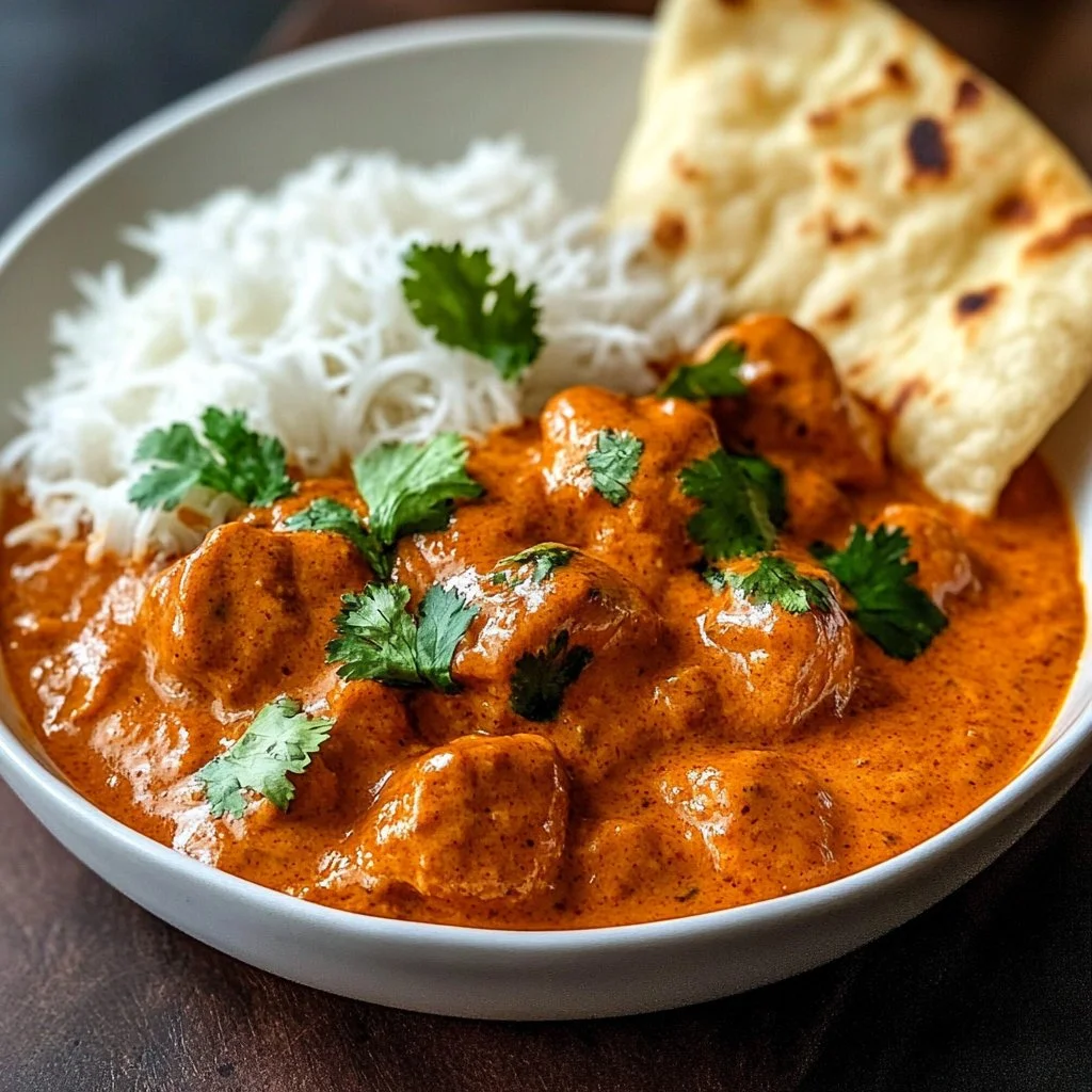 Quick butter chicken dish served with rice