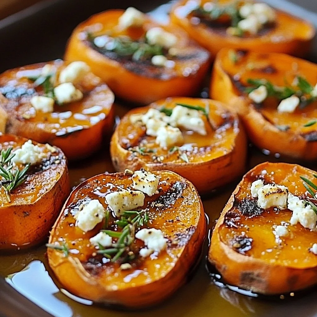 Delicious roasted sweet potato rounds on a baking sheet