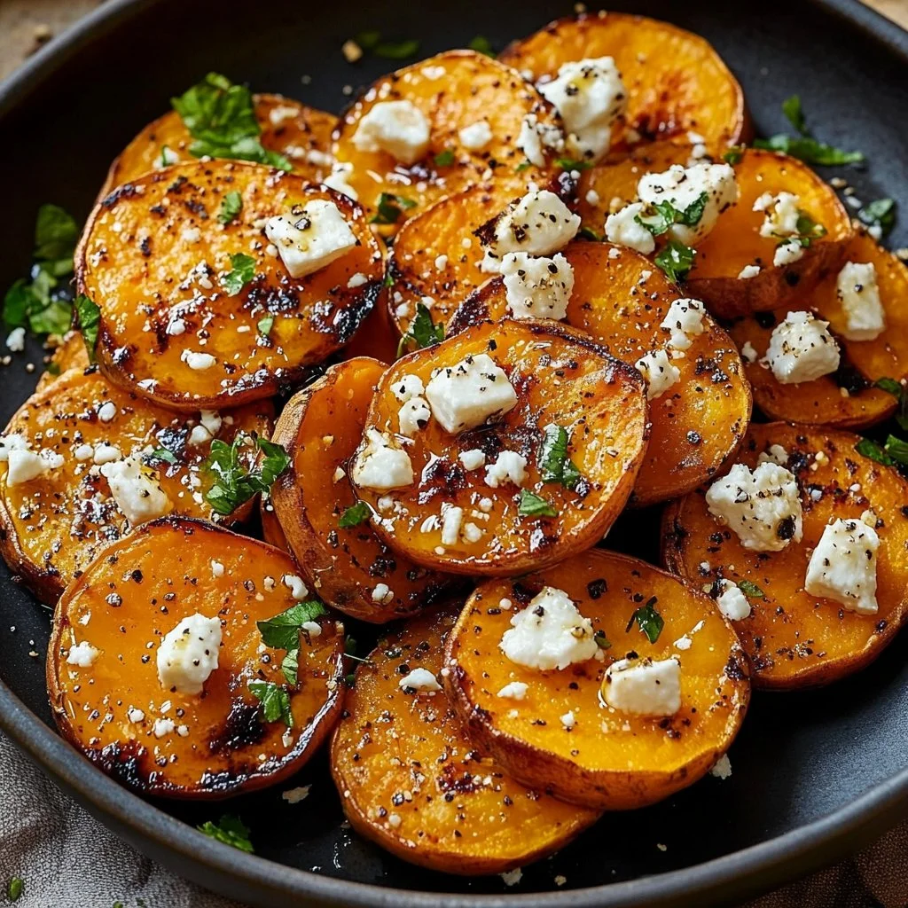 Roasted Sweet Potato Rounds with Honey & Feta