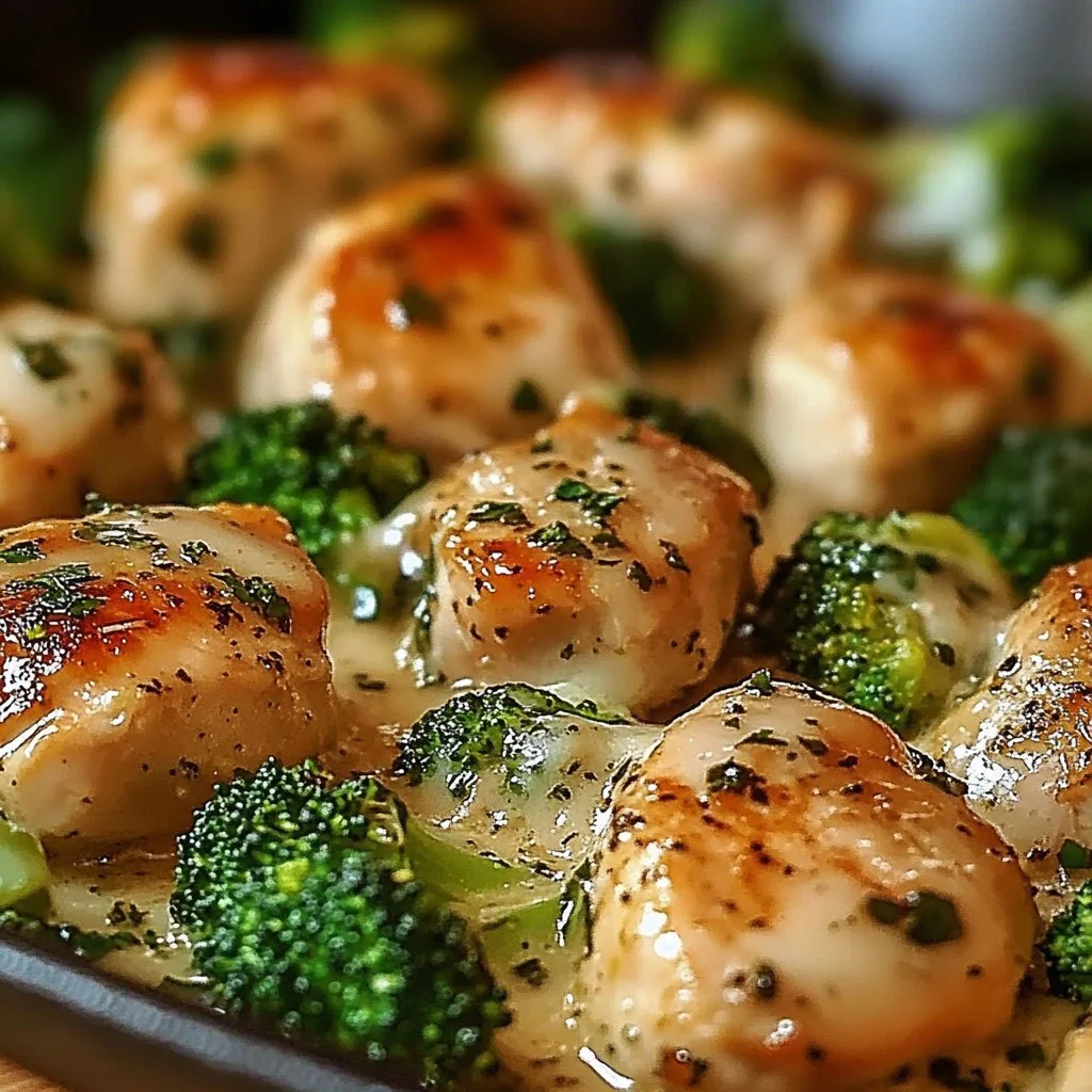 Savory garlic chicken served with steamed broccoli for a nutritious meal.