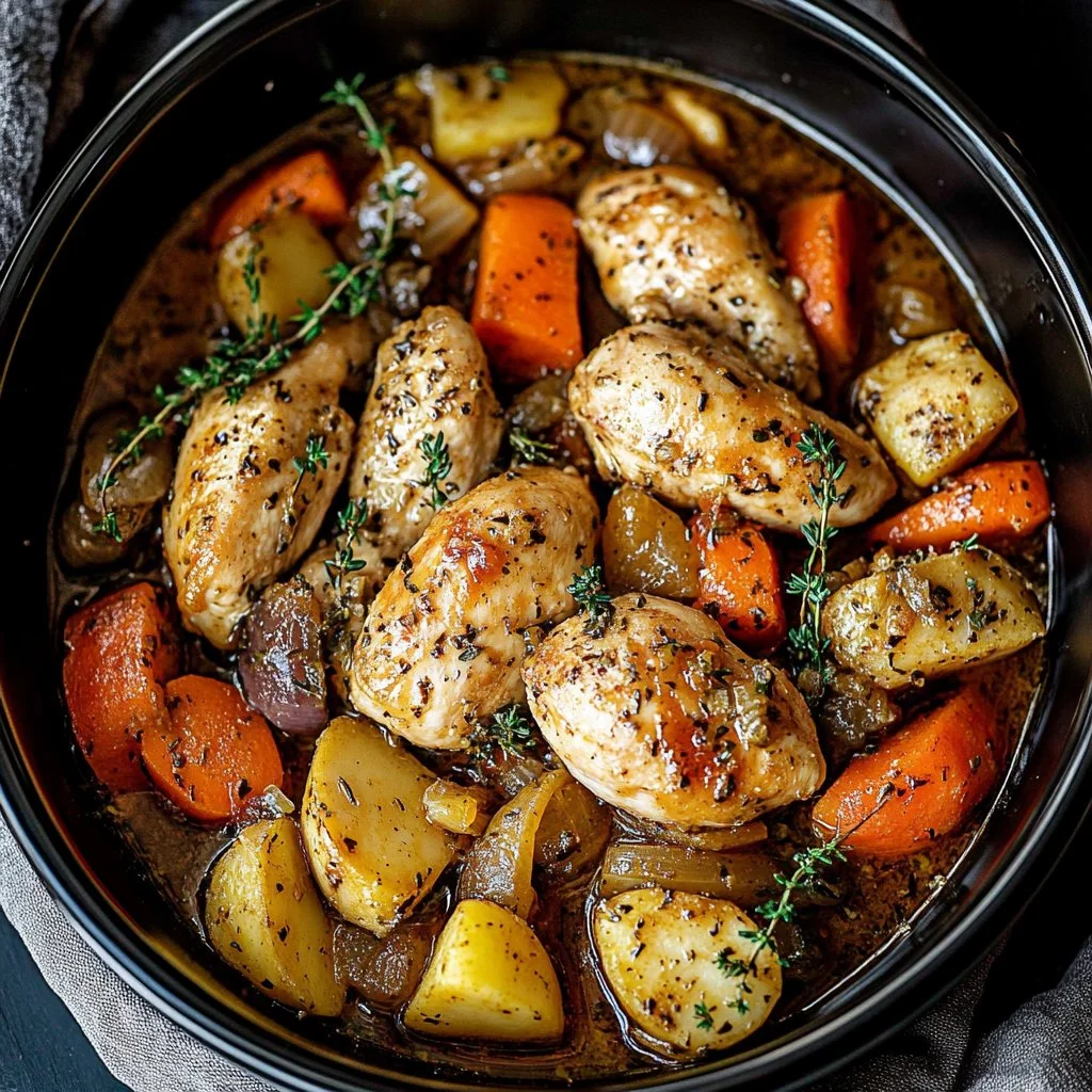 Slow Cooker Garlic Butter Chicken and Veggies