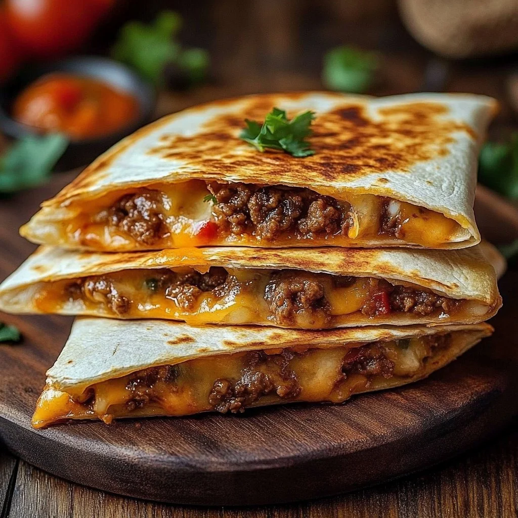 Delicious Smashburger Quesadillas served with fresh ingredients and toppings