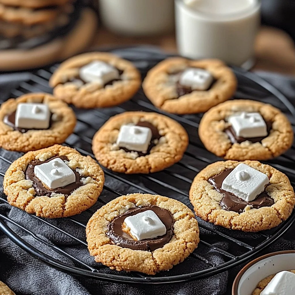 Delicious S'mores Cookies with chocolate, marshmallows, and graham crackers