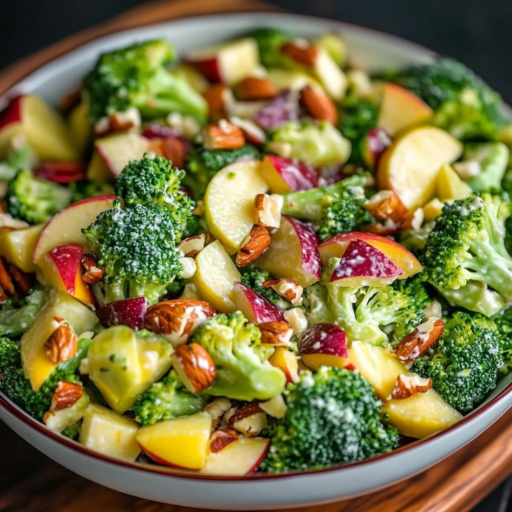 Delicious Apple Broccoli Salad with fresh apples and broccoli in a bowl