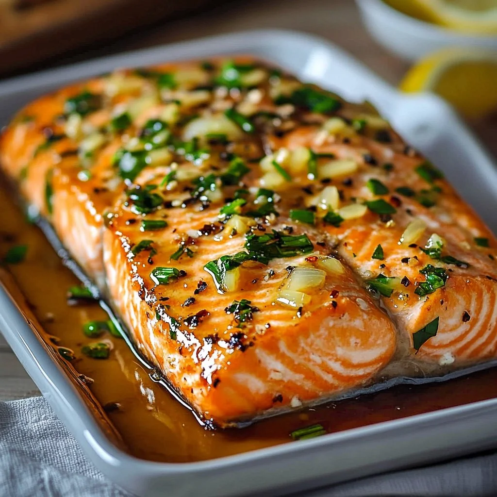 Baked Salmon with Lemon-Soy-Garlic Marinade