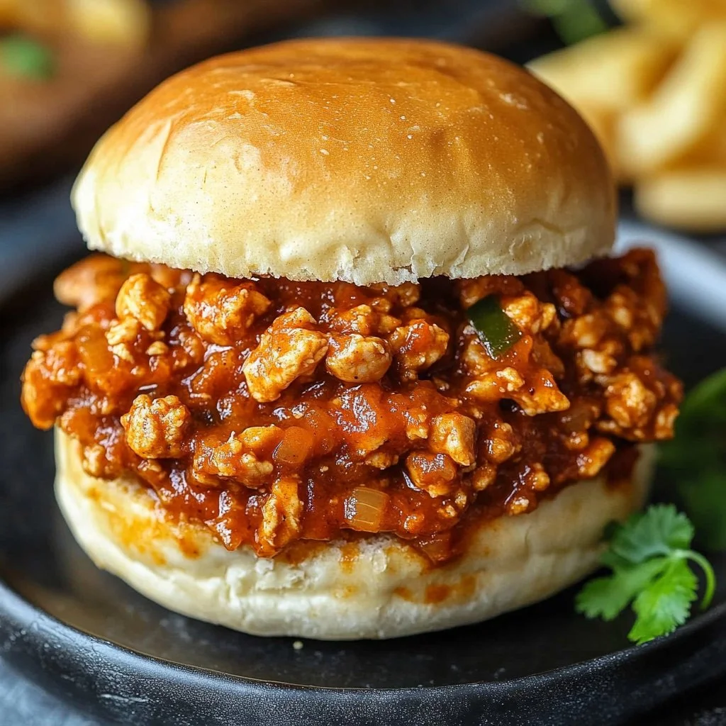 Cajun Chicken Sloppy Joes served with toppings on a wooden table