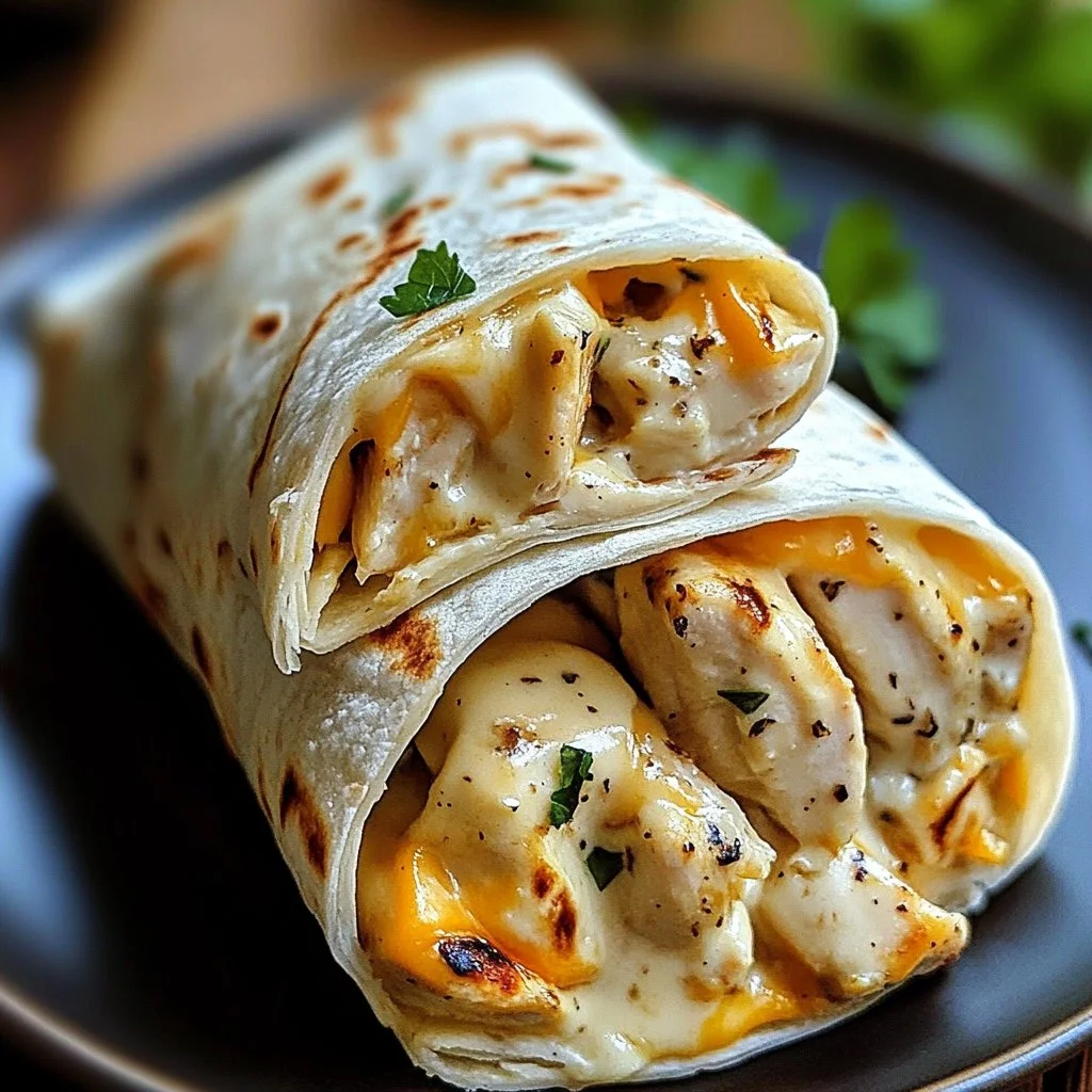 Cheesy Garlic Chicken Wraps