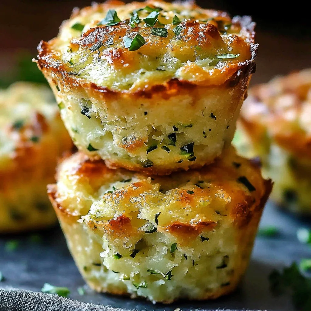 Crispy zucchini potato muffins baked until golden brown and delicious