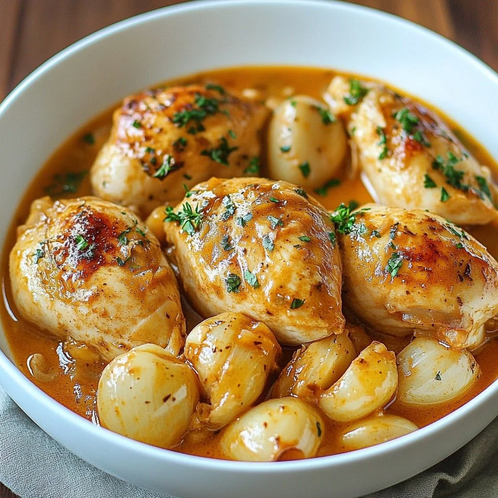 Delicious Crock Pot Angel Chicken with creamy sauce served in a bowl