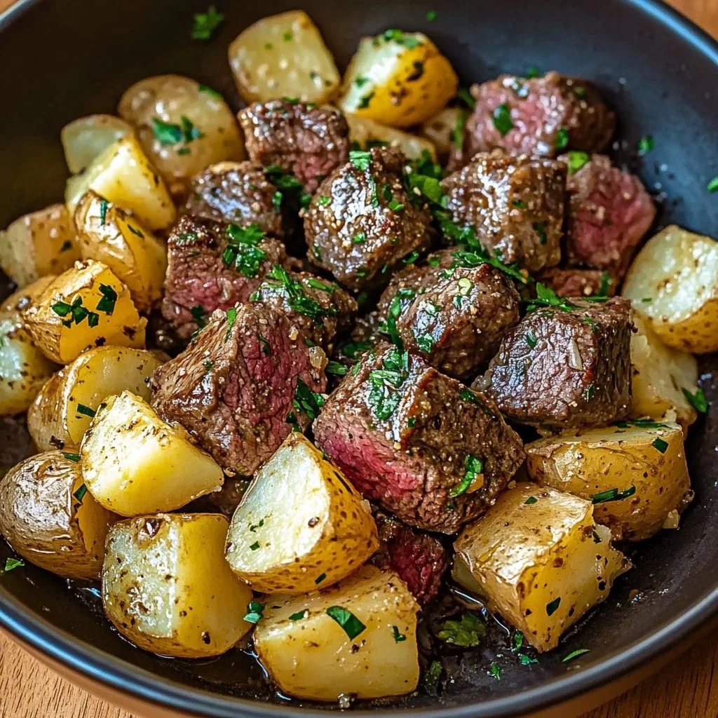 Crock Pot Garlic Butter Steak Bites and Potatoes