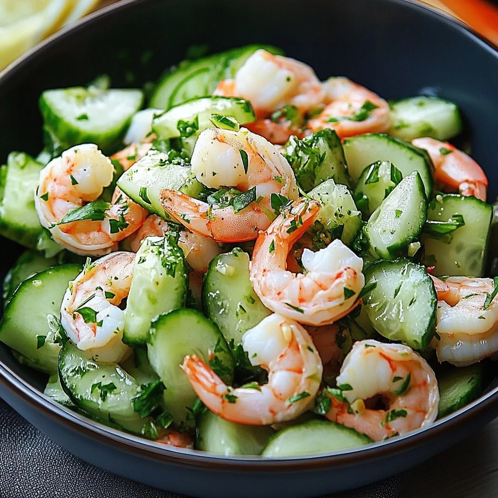 Delicious Cucumber and Shrimp Salad with fresh ingredients