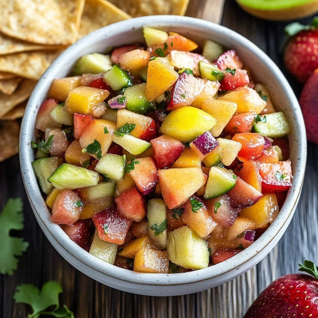 Fruit Salsa with Cinnamon Sugar Pita Chips