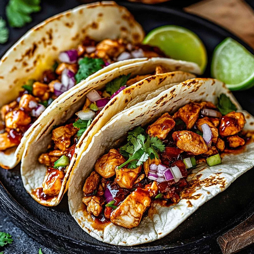 Garlic Butter Honey BBQ Chicken Tacos