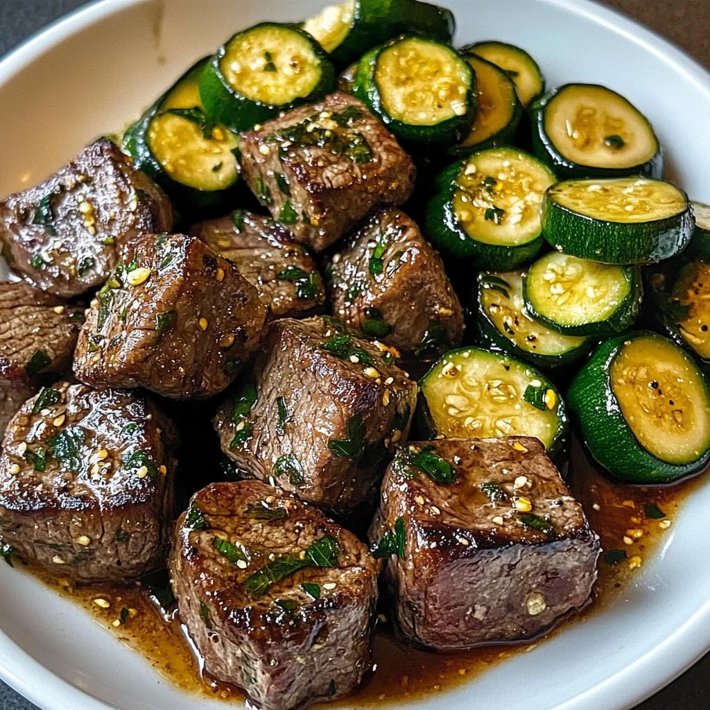Garlic Butter Steak Bites with Zucchini