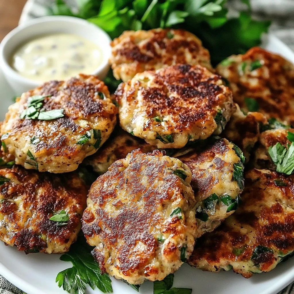 Savory Greek Turkey Patties served with fresh herbs and spices