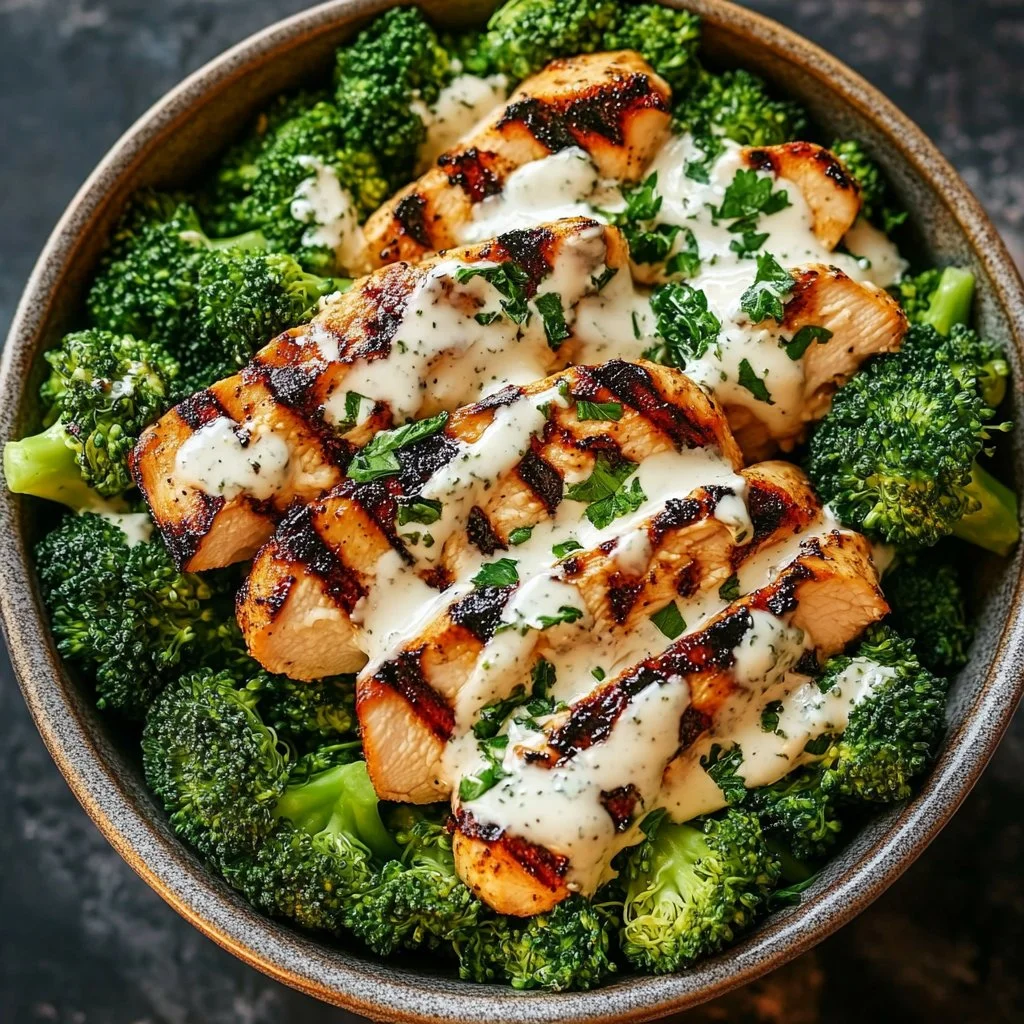 Grilled Chicken Broccoli Bowls 1 Healthy Grilled Chicken Broccoli Bowls with Creamy Garlic Sauce