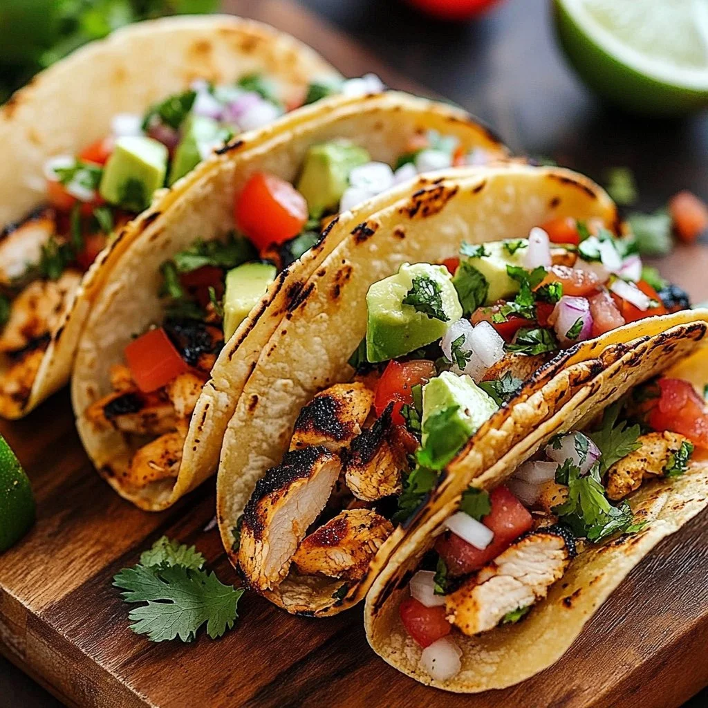 Delicious grilled chicken street tacos served with fresh toppings