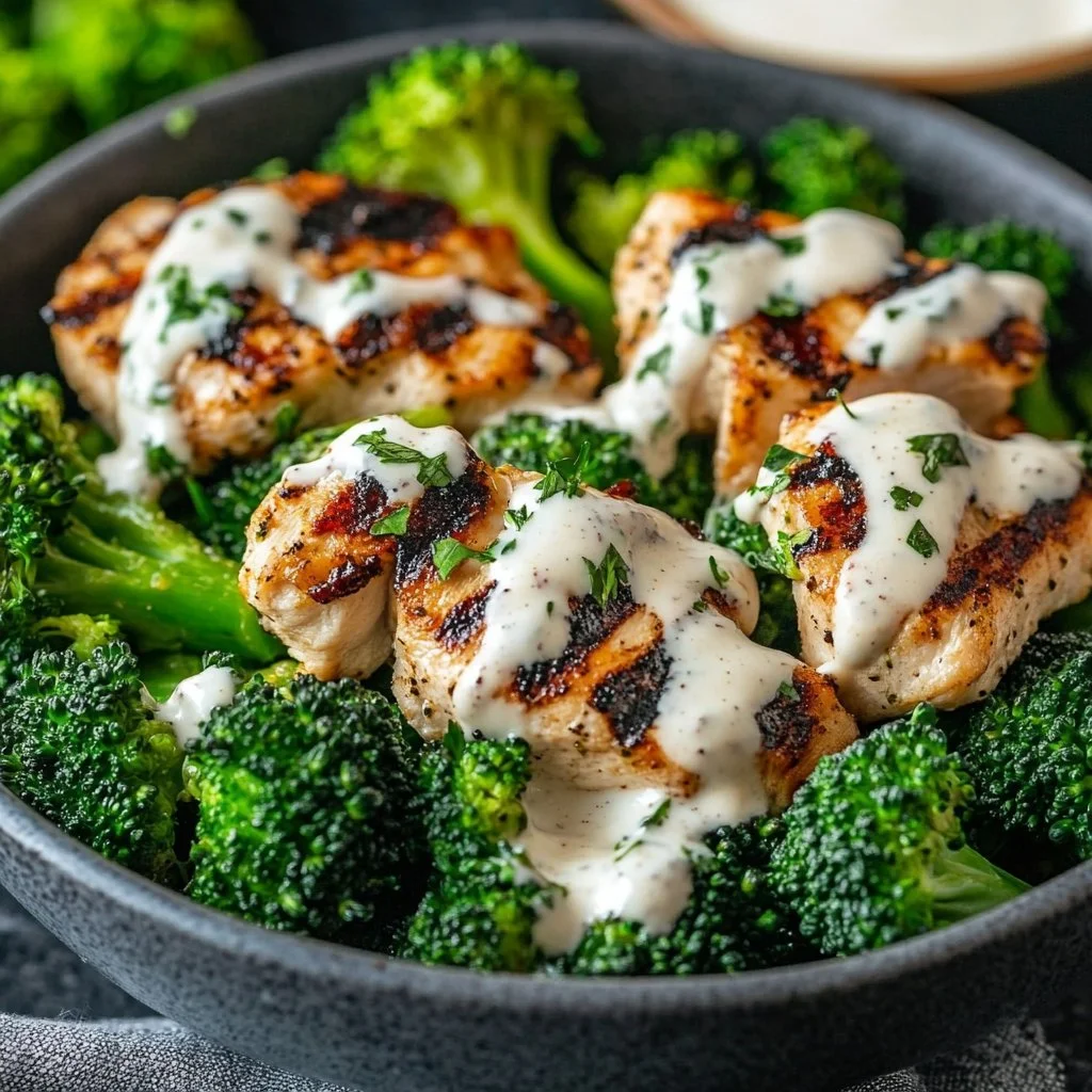Healthy Grilled Chicken Broccoli Bowls 1 Healthy Grilled Chicken Broccoli Bowls with Creamy Garlic Sauce