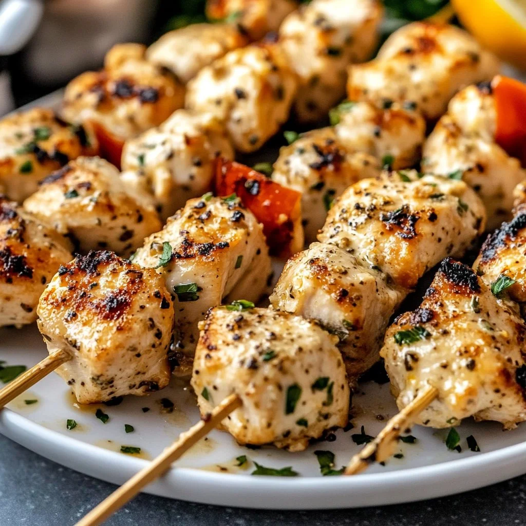 Ranch Garlic Parmesan Chicken Skewers