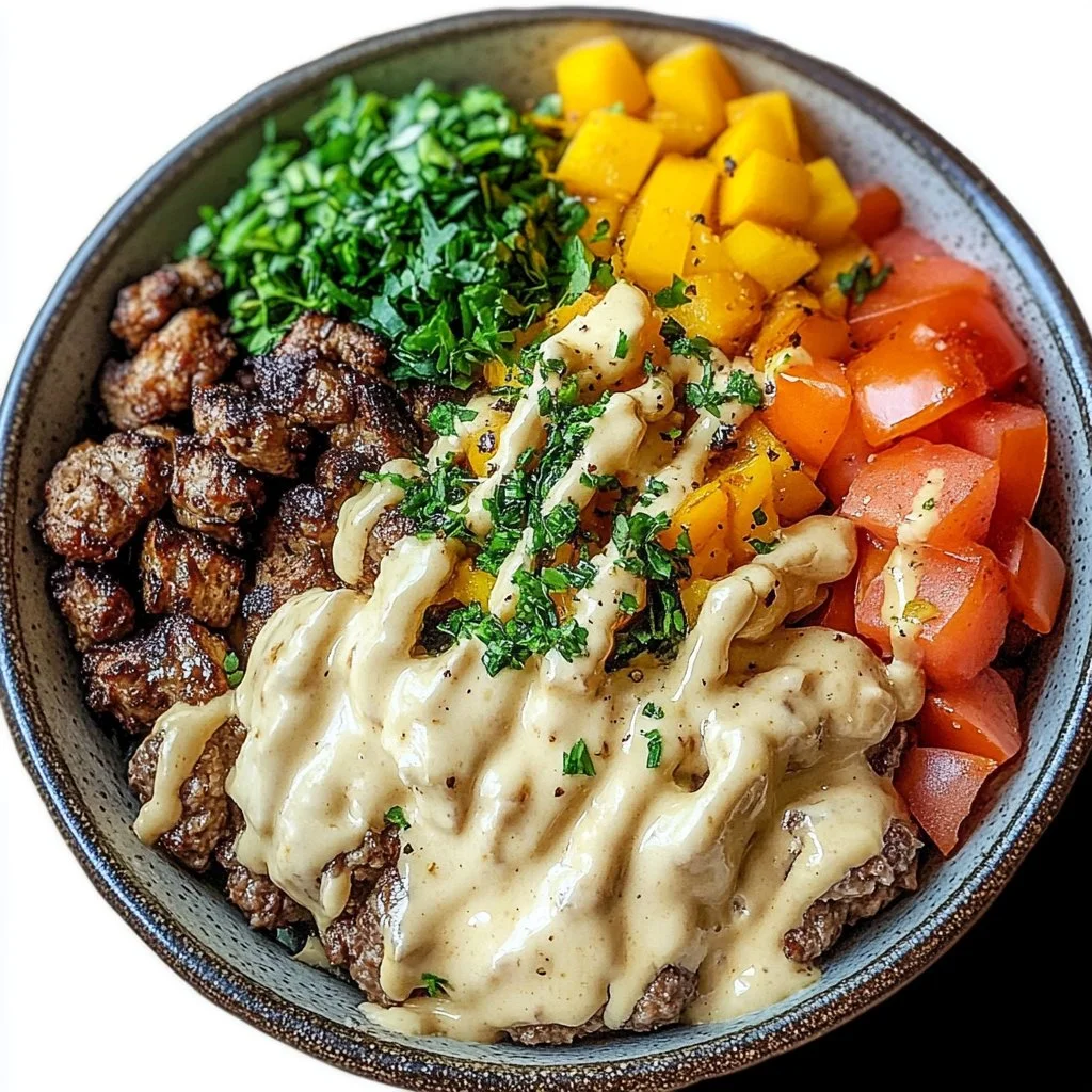 Savory Smash Burger Bowl with fresh ingredients and juicy smash burger patty