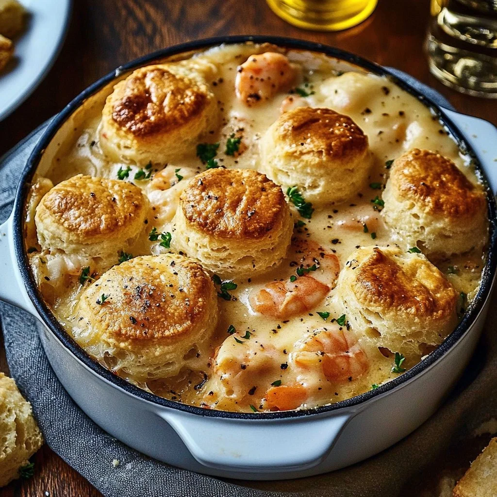 Seafood Pot Pie with Cheddar Bay Biscuits 1 Seafood Pot Pie with Cheddar Bay Biscuits