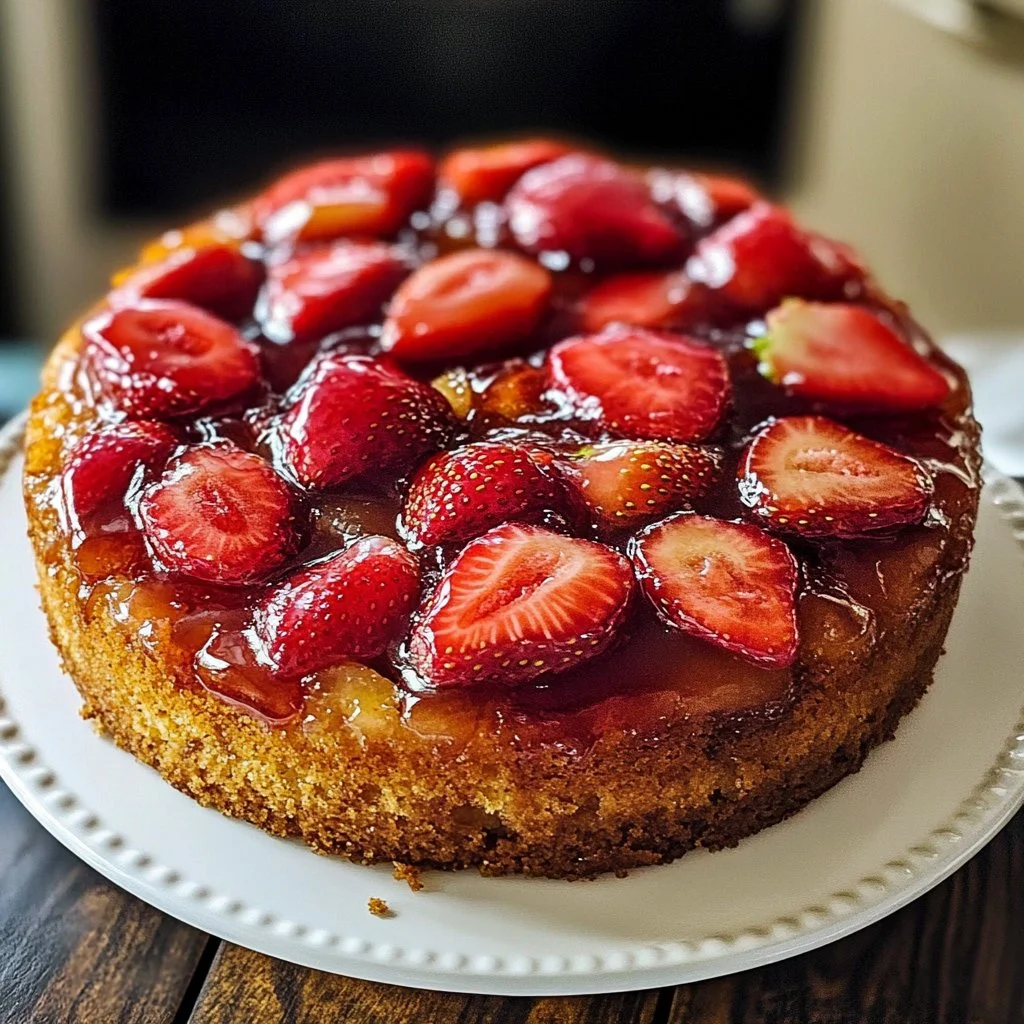 Strawberry Rhubarb Upside Down Cake