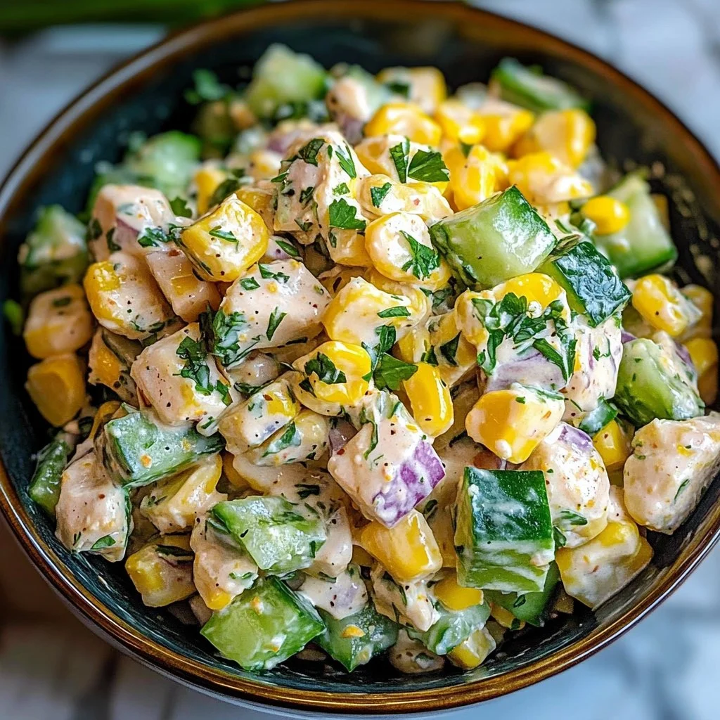 Street Corn Creamy Cucumber Chicken Salad