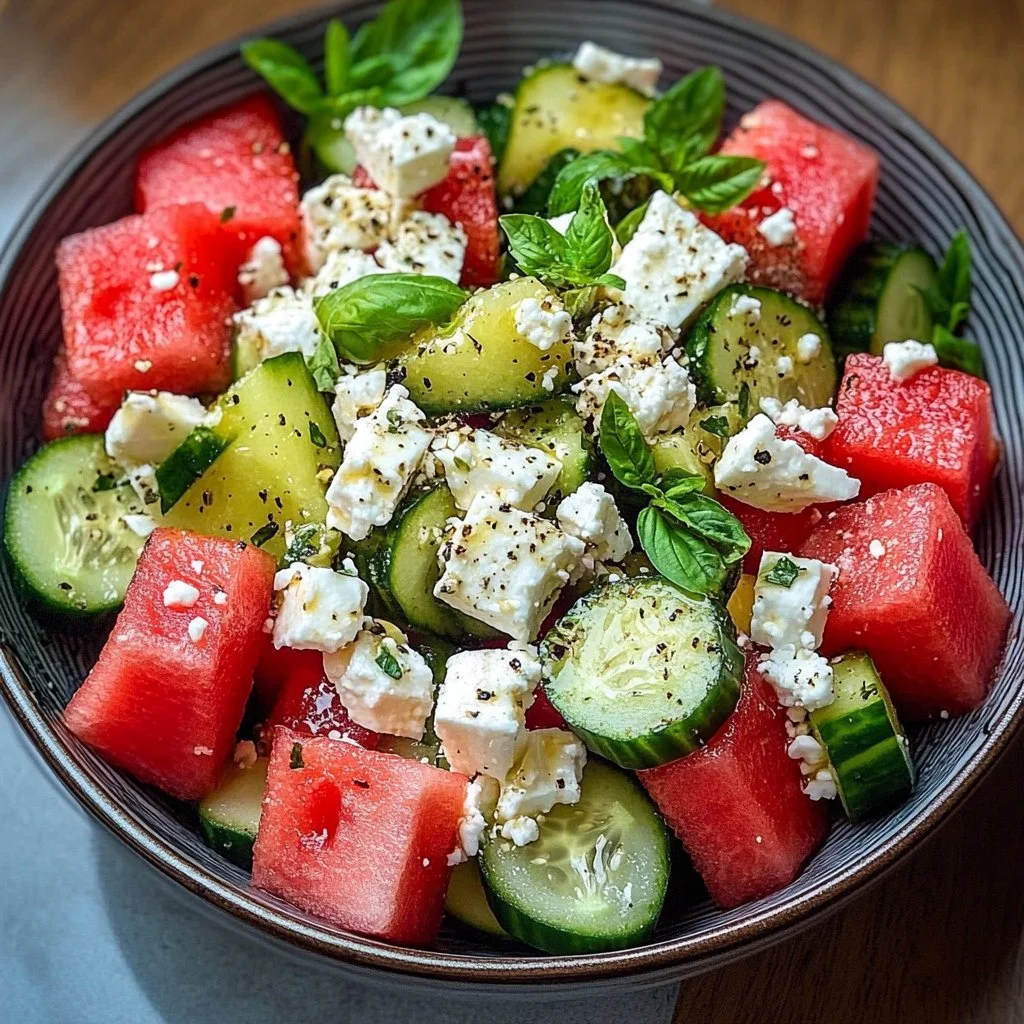 Watermelon, Cucumber, and Feta Salad