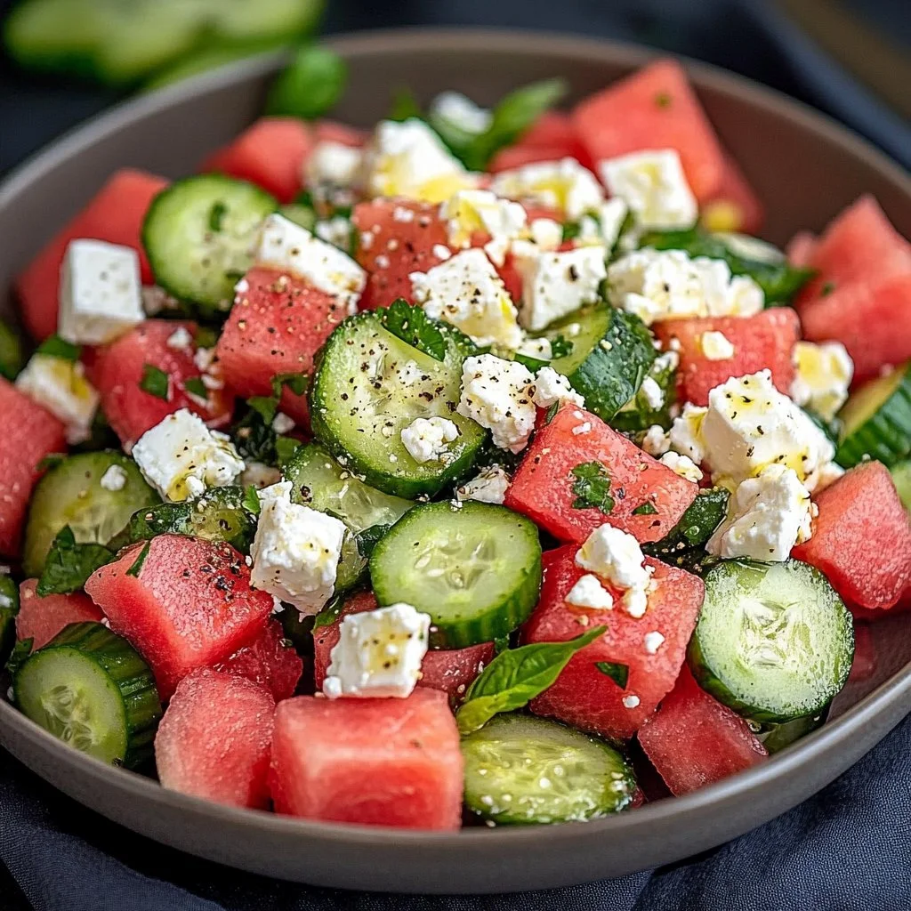 Watermelon Feta Cucumber Salad 1 Chilled Watermelon, Feta, and Cucumber Salad